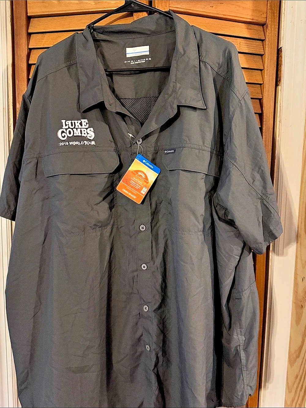 Columbia Silver Ridge Omni-Shade Luke Combs 2019 World Tour Shirt Men's Black 4X